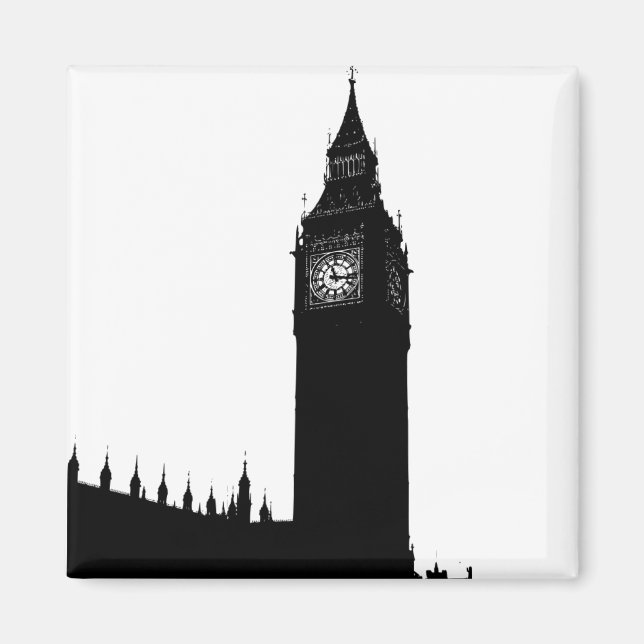 Aimant Graphique silhouette de Big Ben London England (Devant)