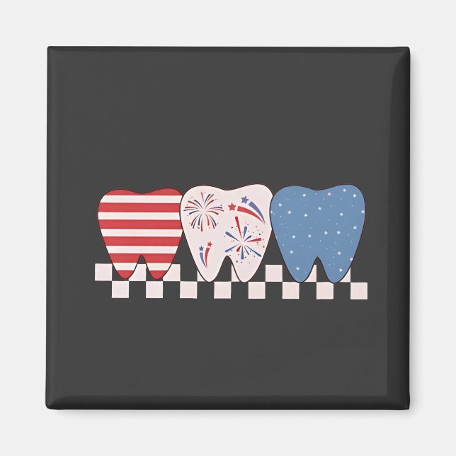 Aimant Graphisme à trois dents 4 juillet (Devant)