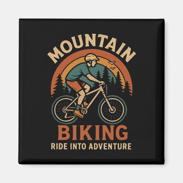 Aimant Graphisme d'aventure rétro de VTT  (Devant)