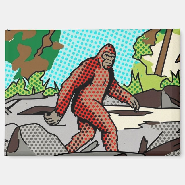 Aimant Graphisme de bande dessinée de forêt de Sasquatch  (Recto)
