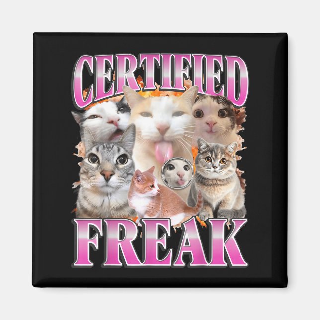 Aimant Graphisme de chat certifié bootleg humour drôle ge (Devant)