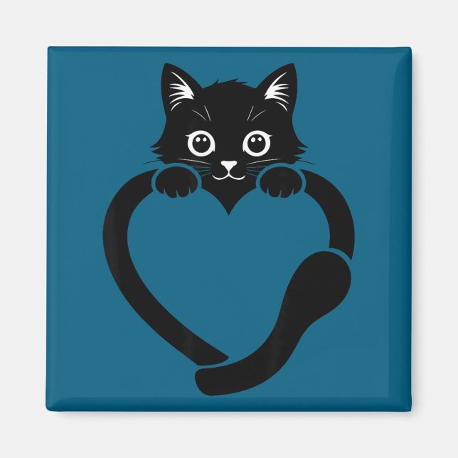 Aimant Graphisme de chat cœur amour chat mignon  (Devant)
