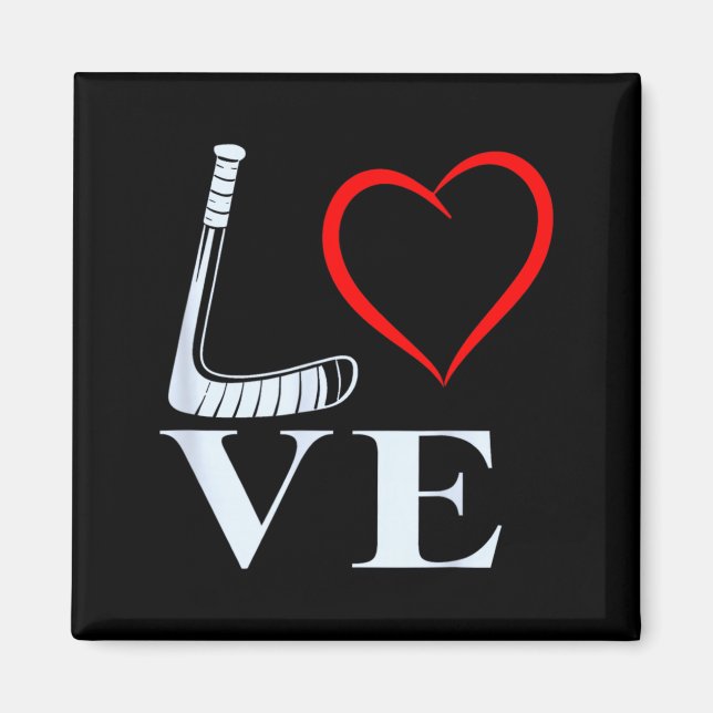Aimant Graphisme de cœur d'amour de hockey pour les fans  (Devant)
