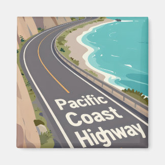 Aimant Graphisme de la route côtière du Pacifique Art de