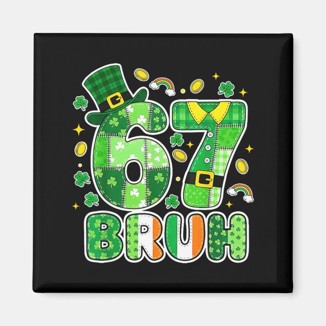 Aimant Graphisme de la Saint-Patrick Bruh 67 avec des trè (Devant)
