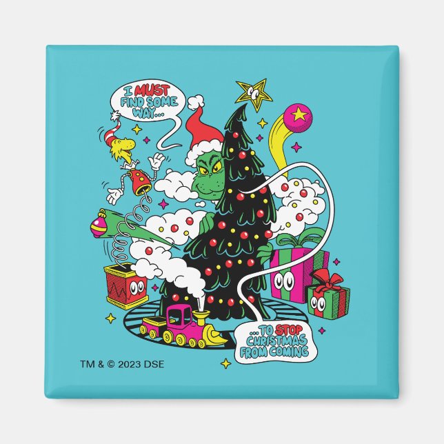Aimant Graphisme de Noël coloré de Grinch (Devant)