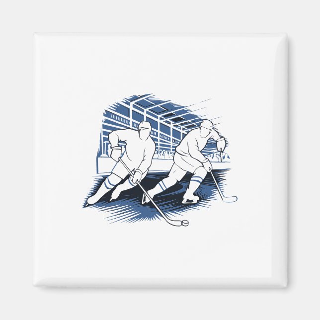 Aimant Graphisme de silhouette d'action de hockey sur gla (Devant)