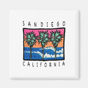 Aimant Graphisme de surf vintage avec vagues de la plage