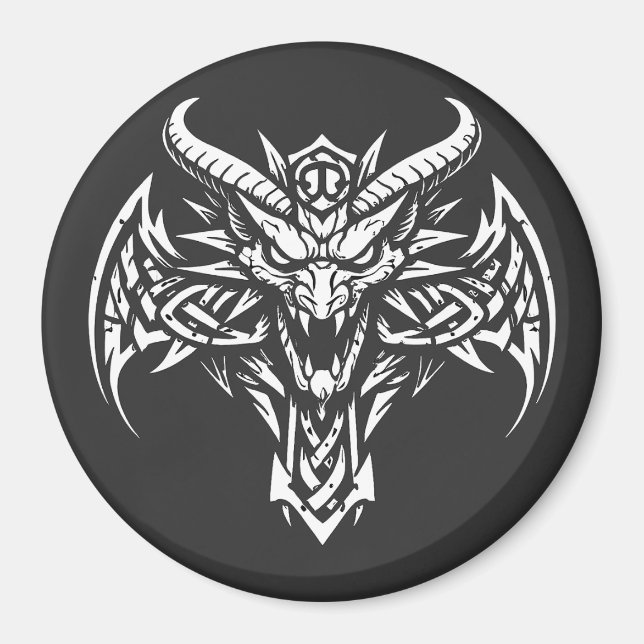 Aimant    Graphisme de tête de démon tribal par BurnsInHe (Devant)