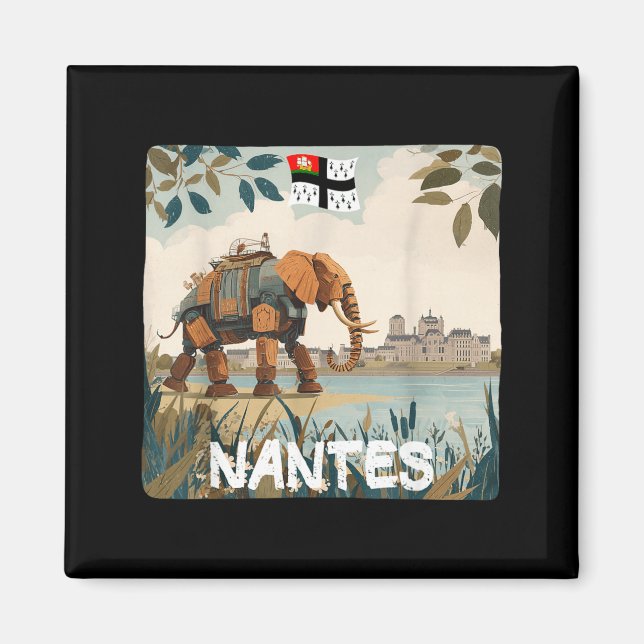 Aimant Graphisme éléphant de Nantes incroyable pour garço (Devant)