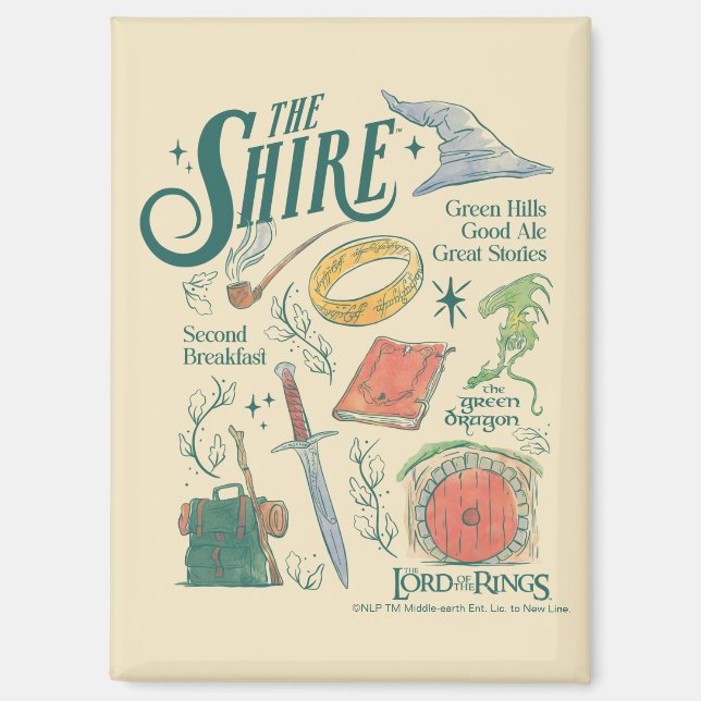 Aimant Graphisme en collage aquarelle THE SHIRE™ (Recto)