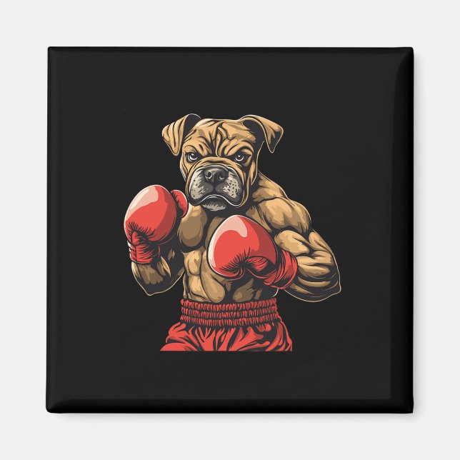 Aimant Graphisme Gants de Boxe Chien Boxer Pour Hommes Fe (Devant)
