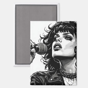 Aimant Graphisme noir et blanc de style goth punk girl si