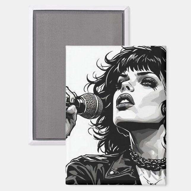 Aimant Graphisme noir et blanc de style goth punk girl si (Recto/Verso)