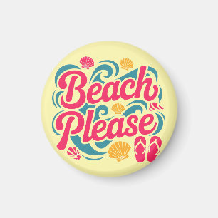 Aimant Graphisme Rétro « Beach Please » : Typographie Ros