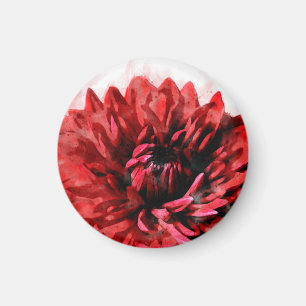 Aimant Gras Dahlia Aquarelle Crimson