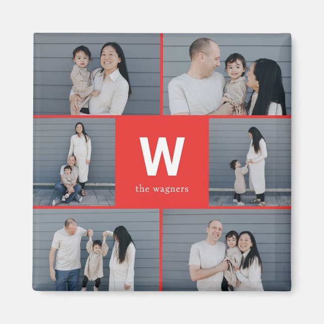 Aimant Gras Monogramme Couleur modifiable Magnat photo mo (Devant)