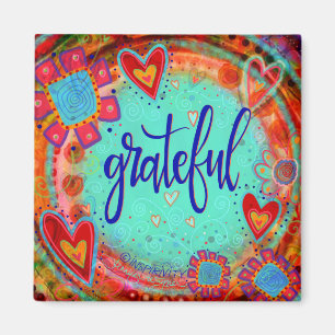 Aimant Grateful Joli floral Whimssamusant Inspirationnel