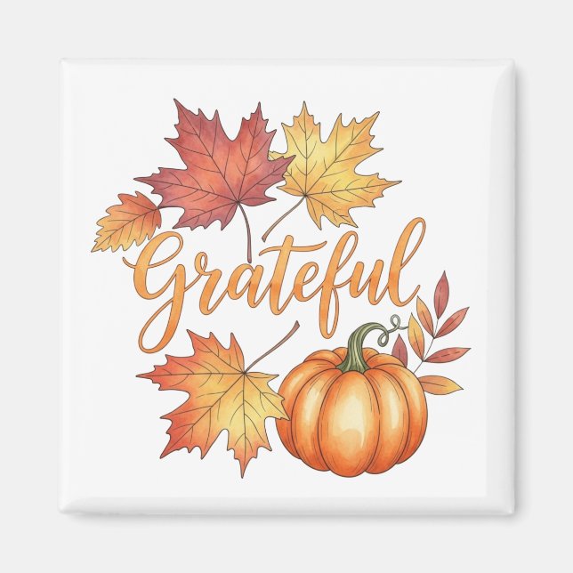 Aimant Gratuit Citrouille & Feuilles d'automne (Devant)