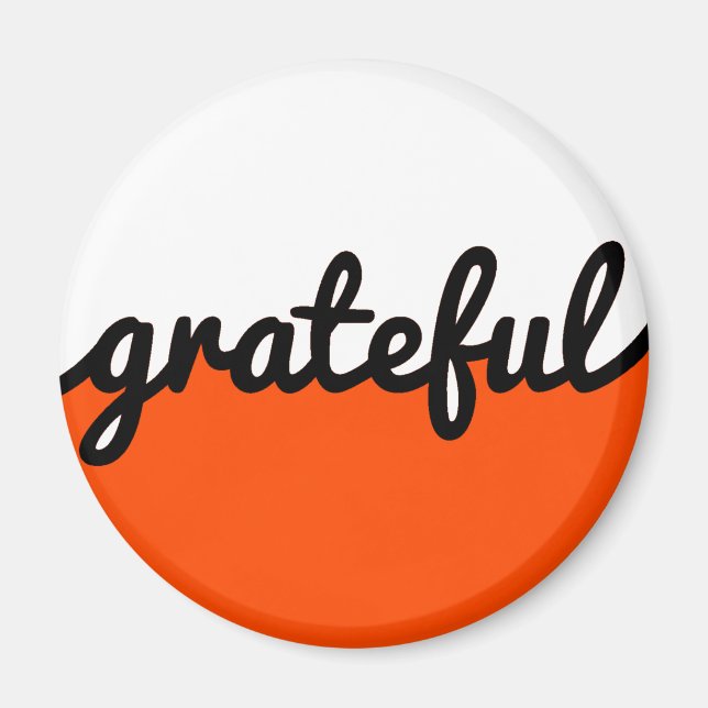 Aimant Gratuit Script moderne orange noir et blanc (Devant)