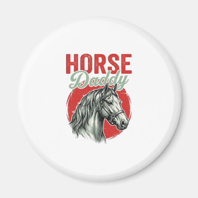 Aimant Gravure vintage de papa cheval (Devant)