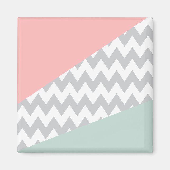 Aimant Gray Chevron Mint et Coral (Devant)