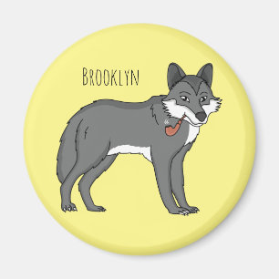 Aimant Gray wolf with pipe cartoon