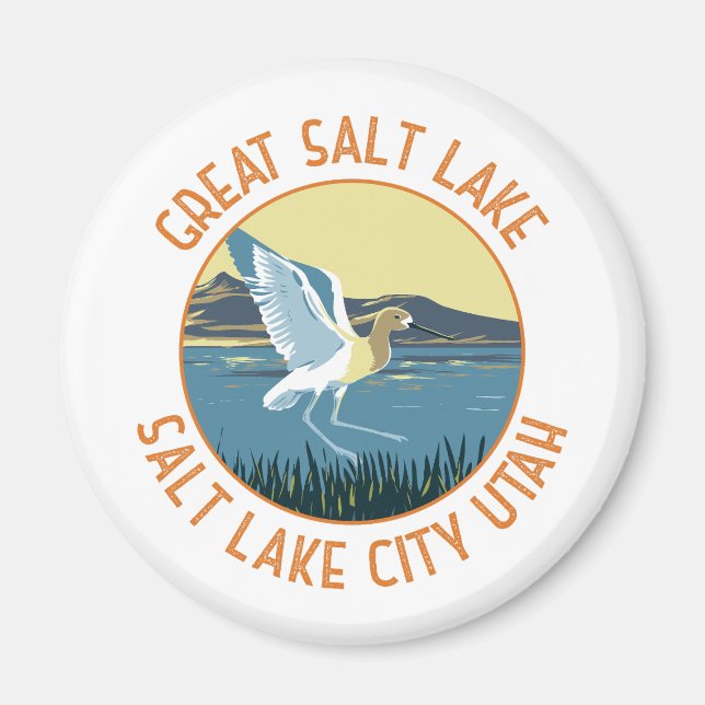 Aimant Great Salt Lake American Avocet Retro Distants (Devant)