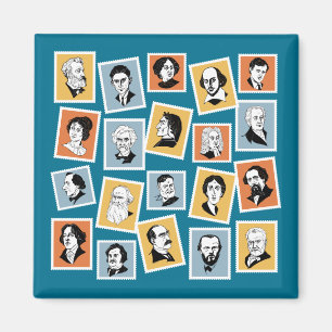 Aimant Great writers, poets and playwrights on stamps-1