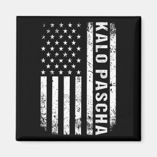 Aimant Grec Pâques Kalo Pascha Retro Us Drapeau Amérique 
