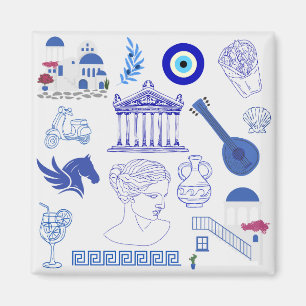 Aimant Grèce Bleu et Blanc