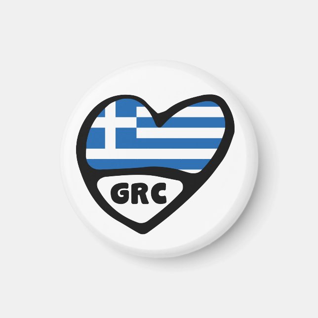 Aimant Grèce Code Pays Coeur Drapeau, GRC (Devant)
