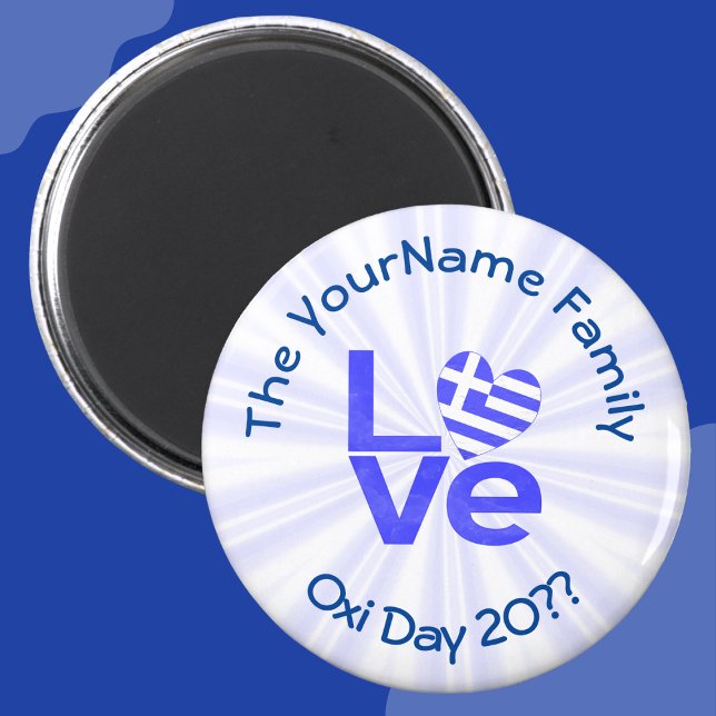 Aimant Grèce Coeur Drapeau Bleu AMOUR Personnalisé (Créateur téléchargé)