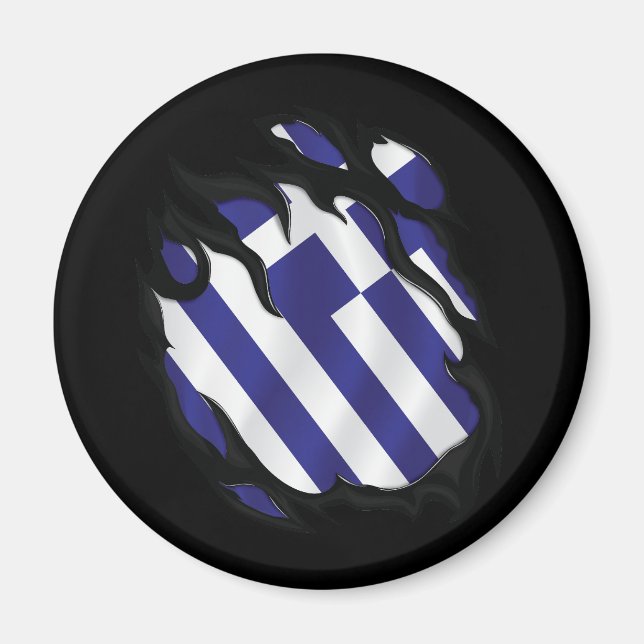 Aimant Grèce déchiré le drapeau (Devant)