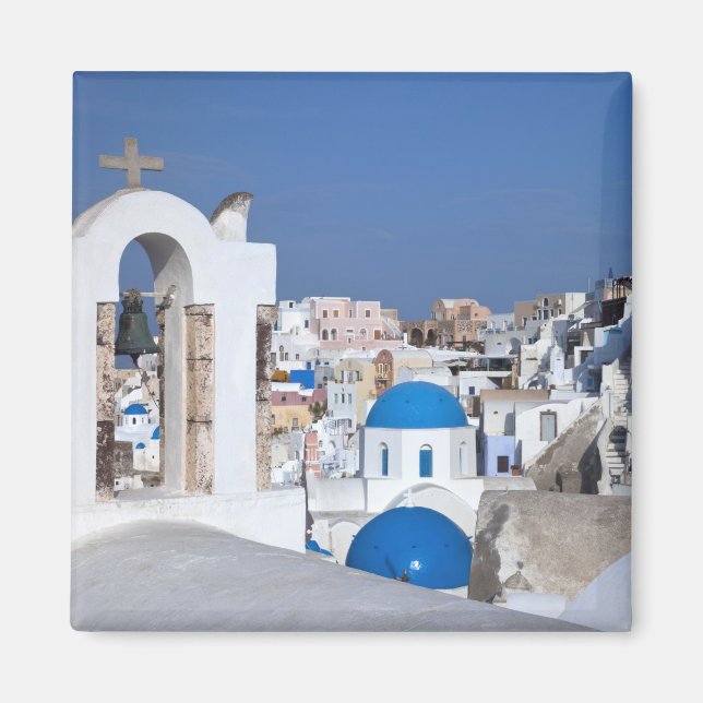 Aimant Grèce, Santorin. Clocher et dômes bleus de 2 (Devant)