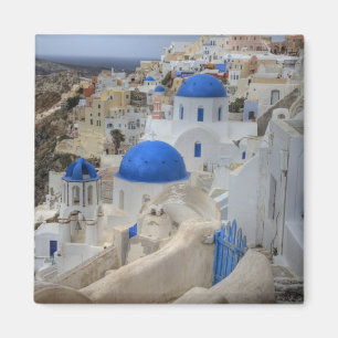Aimant Grèce, Santorin. Tour Bell et dômes bleus de 3