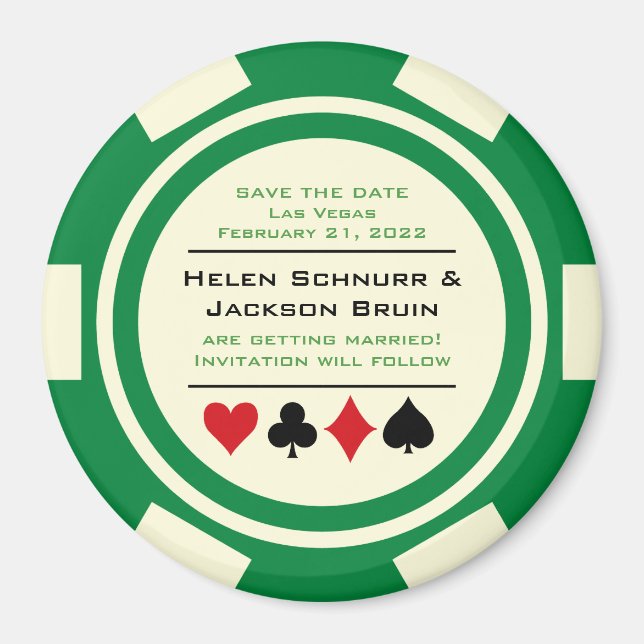 Aimant Green and White Poker Chip Casino Enregistrer la d (Devant)