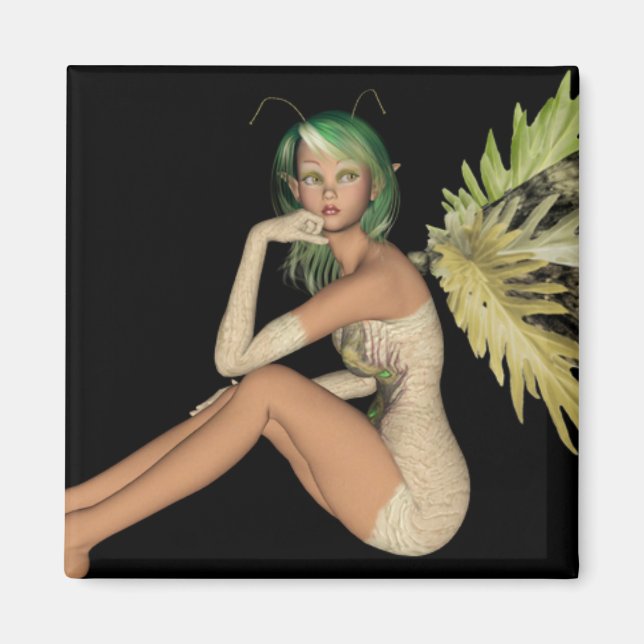 Aimant Green Forest Fairy 3D - assis sur les côtés (Devant)