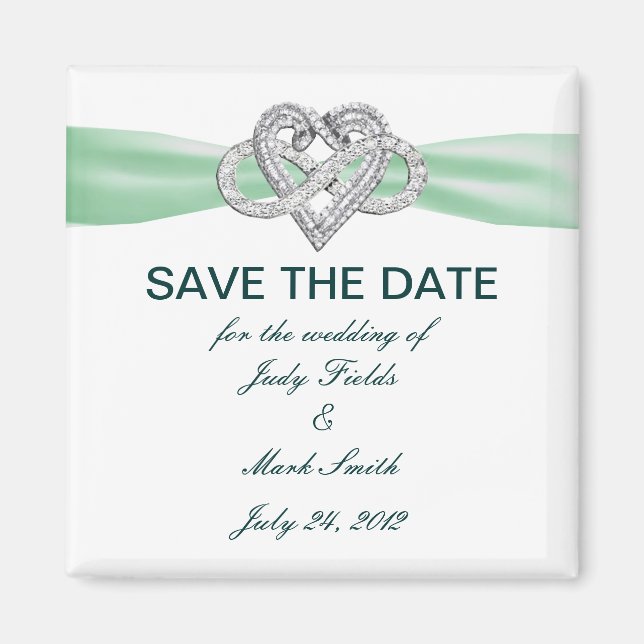 Aimant Green Infinity Heart Enregistrer l'aimant Date (Devant)