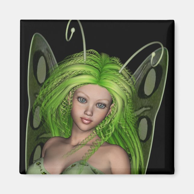 Aimant Green Lady Fairy 1 - 3D Imaginaire Art - (Devant)