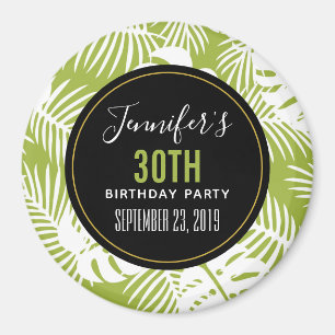 Aimant Green Palm Feuille Rainforest Motif Anniversaire