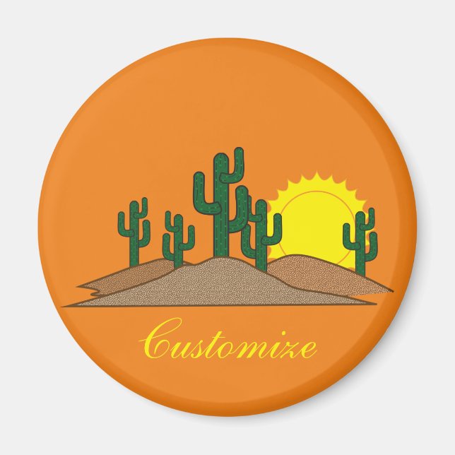 Aimant Green Saguaro Cactus Desert Sunrise Thunder_Cove (Devant)