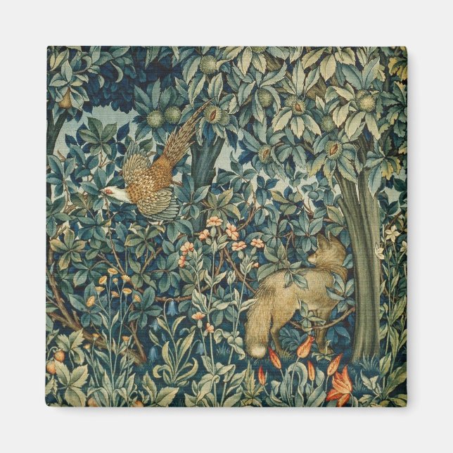 Aimant GREENERY, FOREST ANIMALS Pheasant, Fox, Green Flor (Devant)
