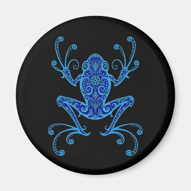 Aimant Grenouille à arbre bleu et noir complexe (Devant)