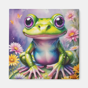 Aimant Grenouille Avec Art numérique Fleur
