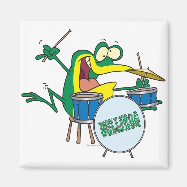 Aimant grenouille batteur de dessin animé drôle rigolo (Devant)