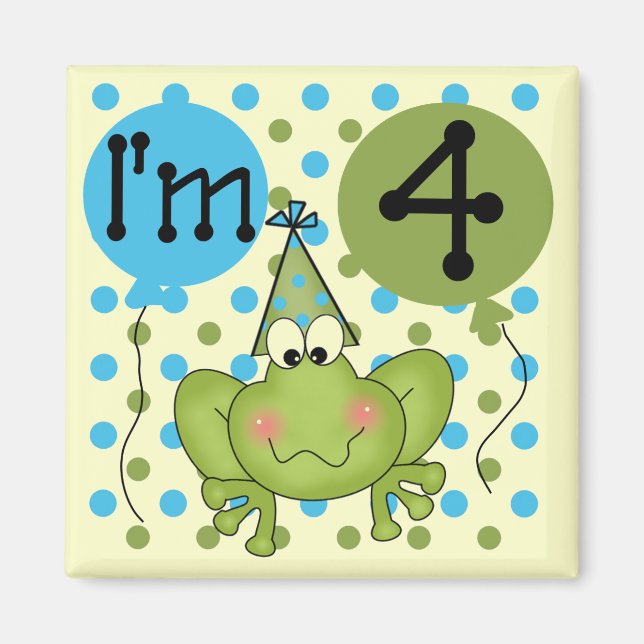 Aimant Grenouille bleue 4e anniversaire Tshirts et cadeau (Devant)