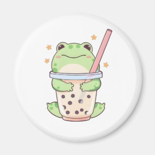 Aimant Grenouille Chibi Mignonne Serrant une Tasse de Thé