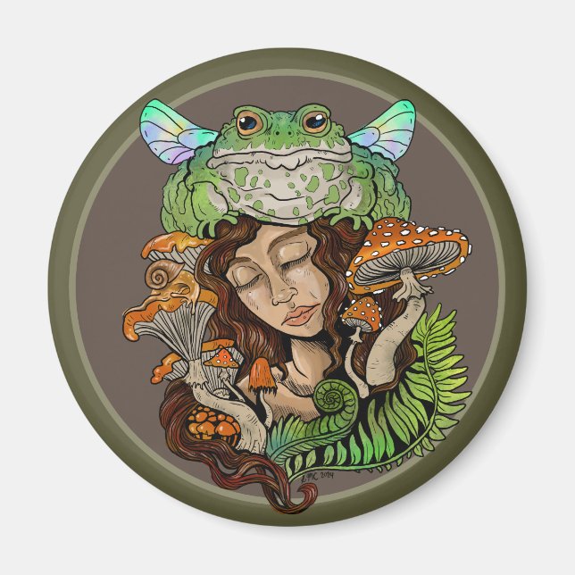 Aimant Grenouille de Fée Cottagecore (Devant)