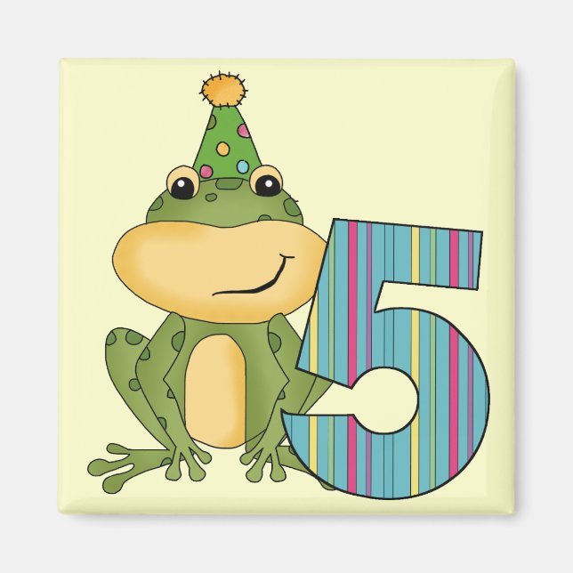 Aimant Grenouille de fête 5e anniversaire T-shirts et cad (Devant)